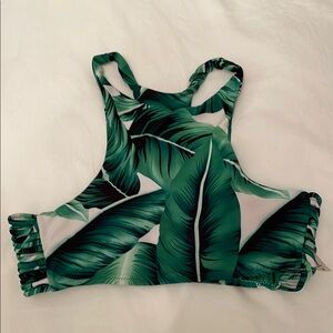 Tropical Leaf Print Bikini Top